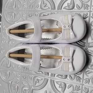 Rachel Shoes - White Patent Leather Flats w/ glitter bow New With Box